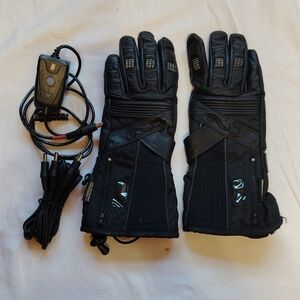 Heated Black Women's Motorcycle Gloves with Controller